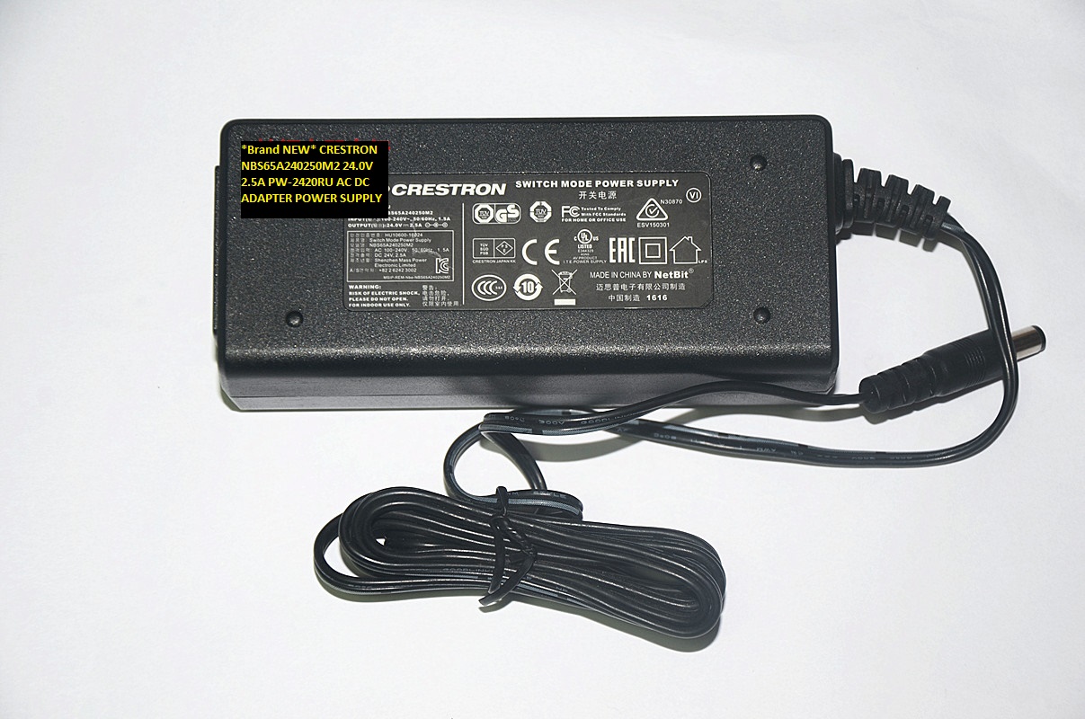 *Brand NEW* PW-2420RU 24.0V 2.5A CRESTRON NBS65A240250M2 AC DC ADAPTER POWER SUPPLY
